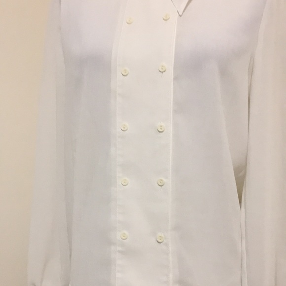 #002 Sheer White Double Breasted Blouse Size 12 Made in UK One Only Ignore Other - Picture 3 of 10